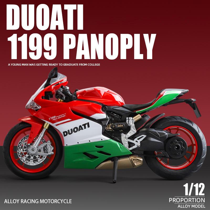 1/12 Ducati 1199 Panigale S Alloy Die Cast Motorcycle Model Toy Vehicle Collection Sound and Light Off Road Autocycle Toys Car