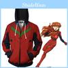 Evangelion Asuka Langley Soryu Cosplay Costume Anime Hoodie Zipper Sweat Jacket