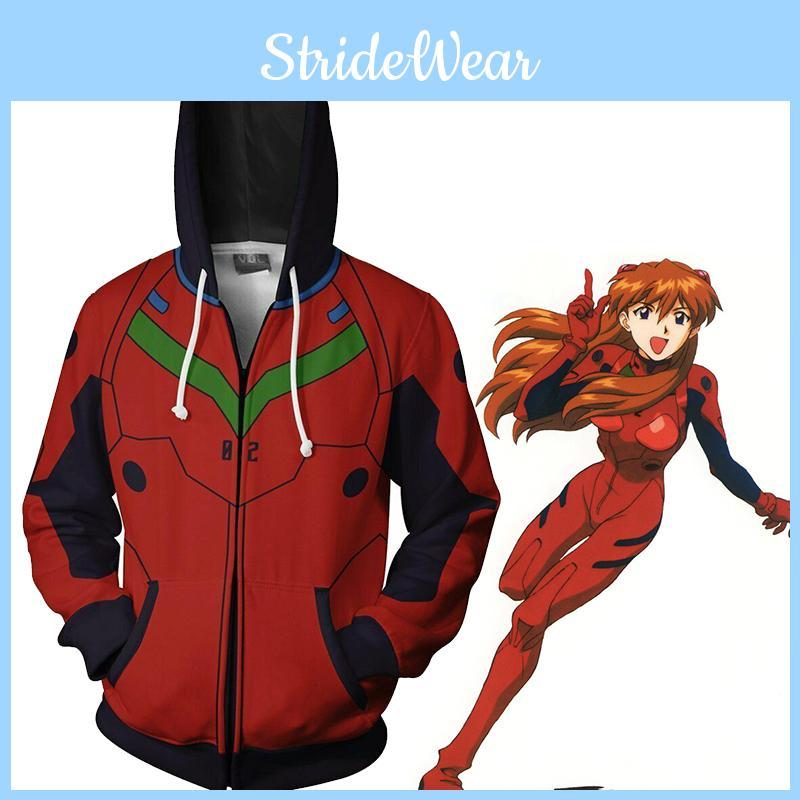 Evangelion Asuka Langley Soryu Cosplay Costume Anime Hoodie Zipper Sweat Jacket