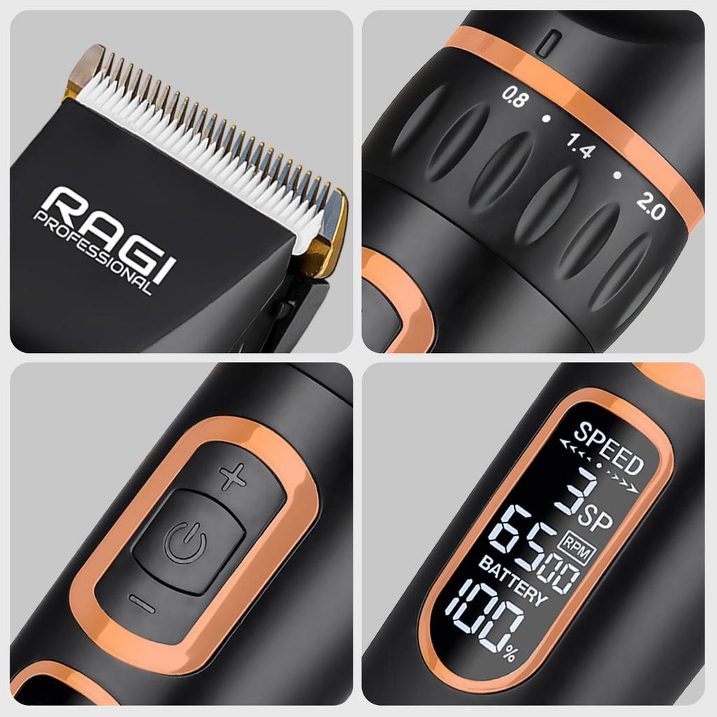 Electric Dog Clipper, Professional Grooming Kit, Pets Hair Trimmers, 3-Speed, Wireless, LED Display