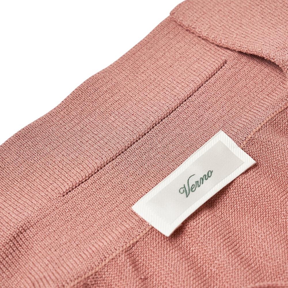 VERNO Linen Like Open Collar Knit Pink