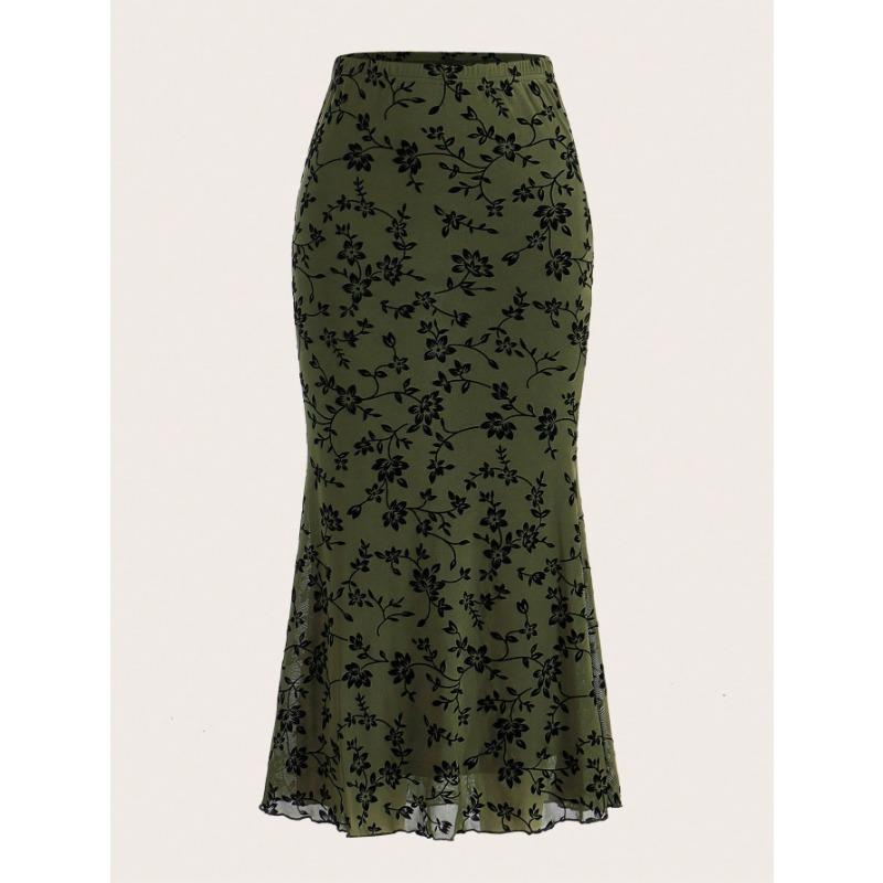 

Женская облегающая юбка-рыбий хвост. Модная и сексуальная юбка с принтом для весны и лета. XL зелёный