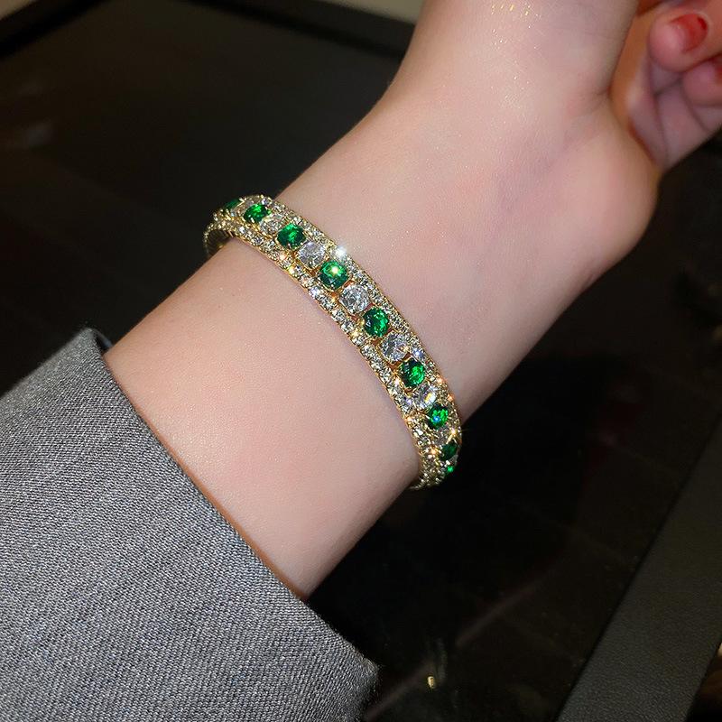 Emerald Square Geometric Zirconia Bracelet - Luxurious and Unique Handpiece with Fashionable Style for Women.