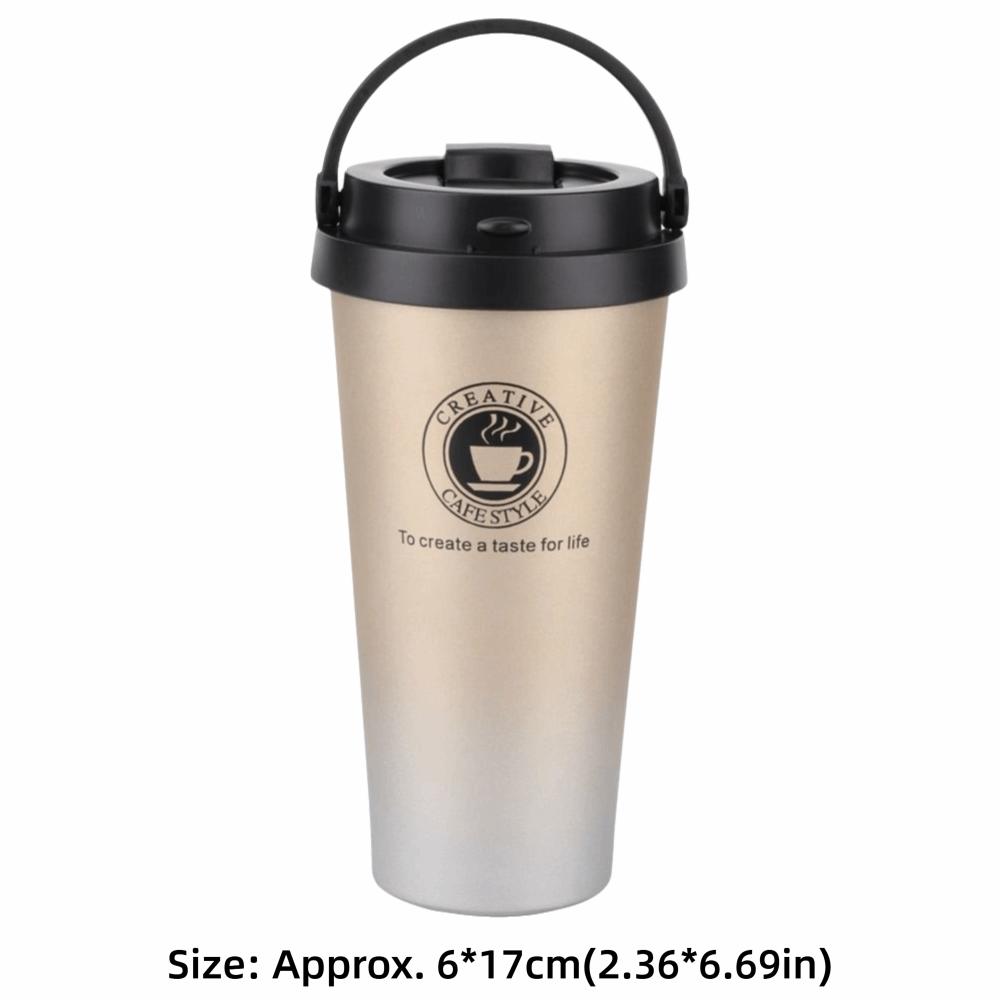 500ml Vacuum Cup Insulated Design Double Walled Coffee Mug Leakproof Lid 304 Stainless Steel Portable Vacuum Cup Cold Drinks