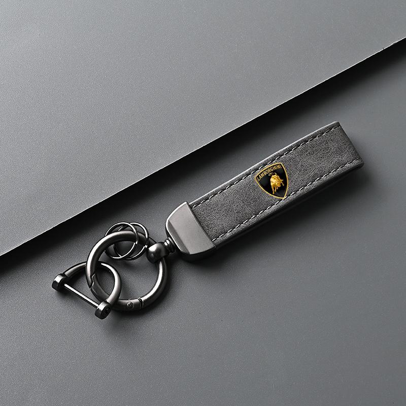 Leather Zinc Alloy Suede Car Keychain Ring Vintage Key Chain For Lamborghini Urus Huracan Aventador Premium Auto Accessories