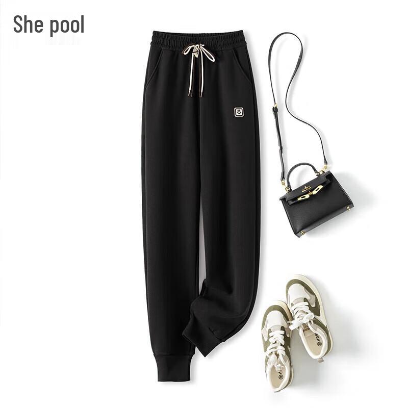 Tachiya Women's Fleece-Lined High-Waist Embroidered Joggers