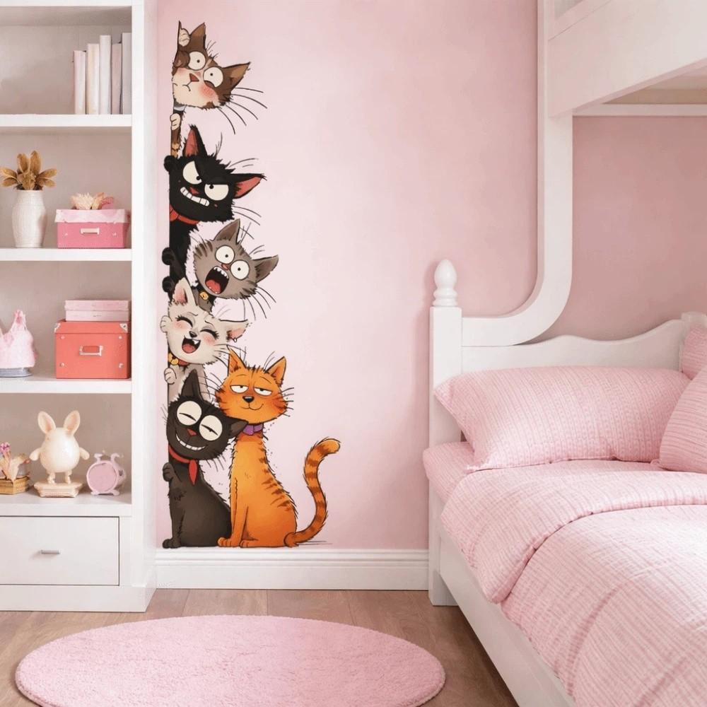 Home Art Cat Wall Stickers Cartoon Art Sticker Creative Wall Beautification Decoration Indoor