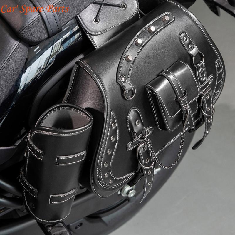 

Y4UA 1 Pair Leather Side Bag Waterproof Travel Luggage Storage Bag Motorcycle Tool Bag Over Saddlebag Punk Saddlebag China Mainland
