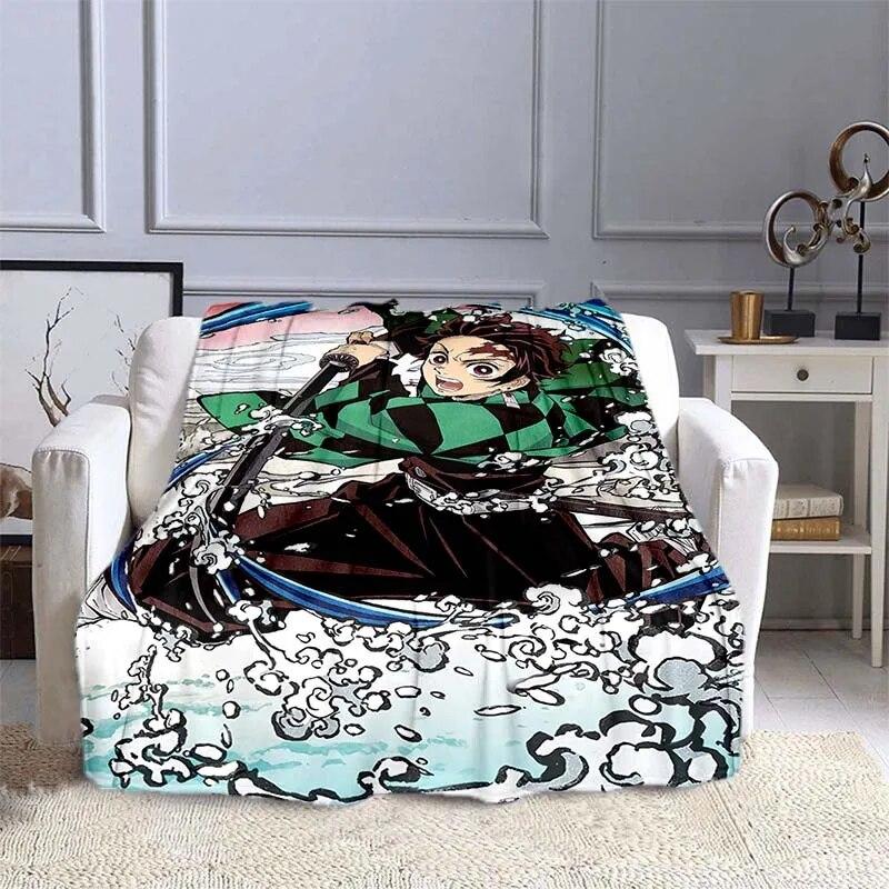 Anime Demon Slayer Decke, superweich, warm, Flanell-Überwurf, Picknickdecke, Decken für Betten, Picknickdecke