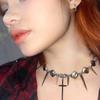 Y2k Subculture Spike Cross Rivet Tassel Necklace Glass Crystal Beads Beaded Chain Choker for Women Men Goth Punk Grunge Jewelry