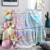 Starfish Shell Print Flannel Blanket, High quality Comfortable for All Seasons, Home Decor, Warmth and Comfort, Perfect for Christmas Gifts