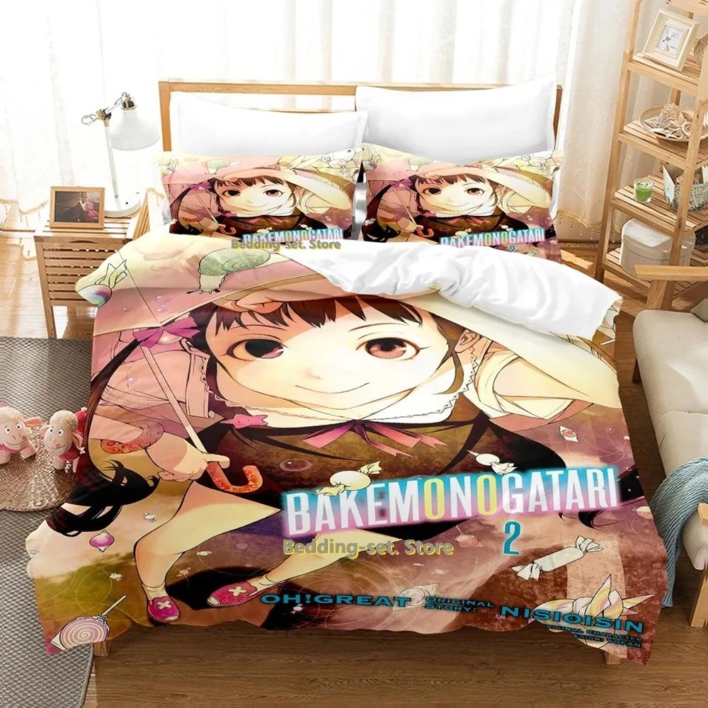 2024 Bakemonogatari Bedding Set Single Twin Full Queen King Size Bed Set Adult Kid Bedroom Duvetcover Sets Anime Bed Sheet Set