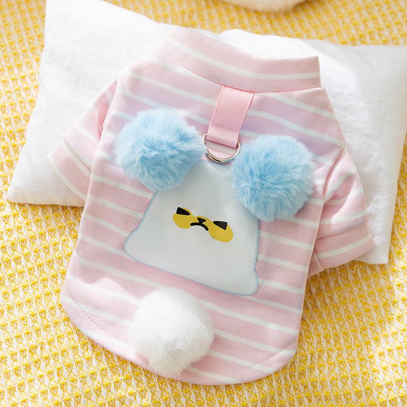 Cute Hairball Dog Clothes, Warm In Autumn and Winter, Two-legged Puppies, Kittens Can Be Towed, Pet Sweater Clothing