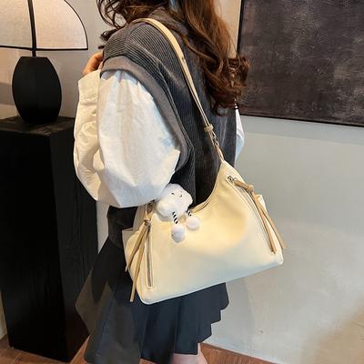 Simple Retro Large-capacity Bag Women's 2025 Autumn and Winter New Shoulder Bag Soft Surface Contrasting Color Commuter Messenger Pillow Bag