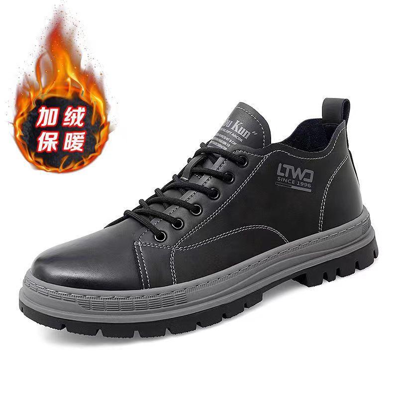 Leather Martin boots men's British tooling spring casual board shoes men's Chinese short boots pure cowhide comfortable height increase