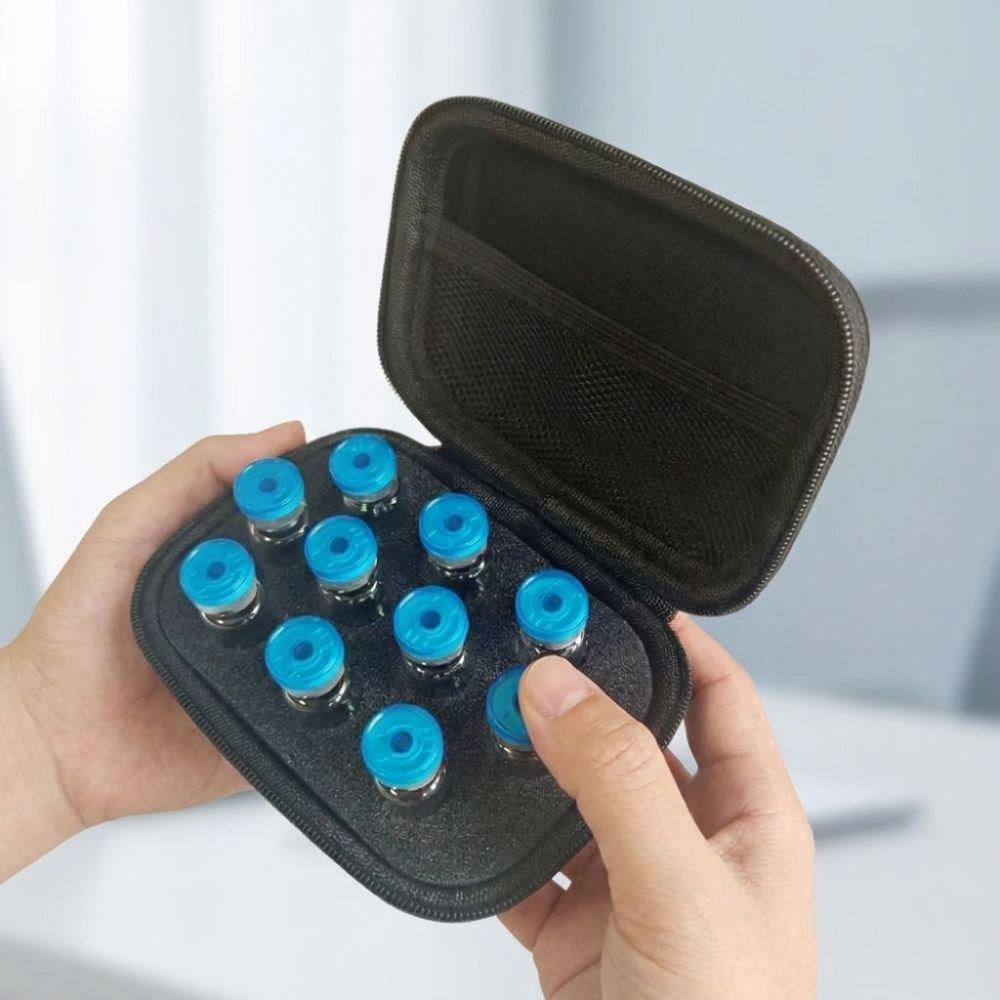 10 Slot Essential Oil Box Organizer Zippers Closure Insulin Vial Protector Pill Storage