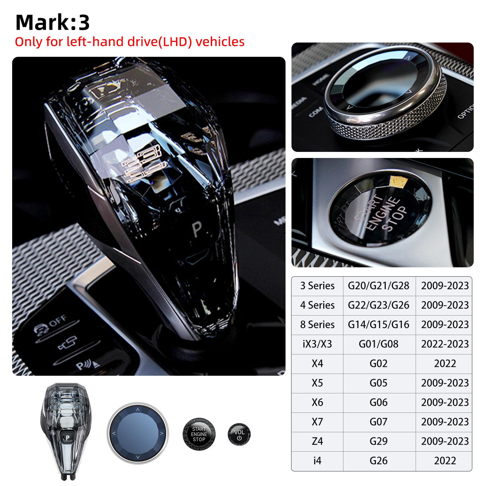 

Для BMW 1 2 3 4 5 6 7 серии X5 F15 G30 G38 Z4 G29 X3 F25 F12 хрустальная ручка переключения передач, набор из 4 предметов, ручка рычага переключения передач, головка рычага переключения передач