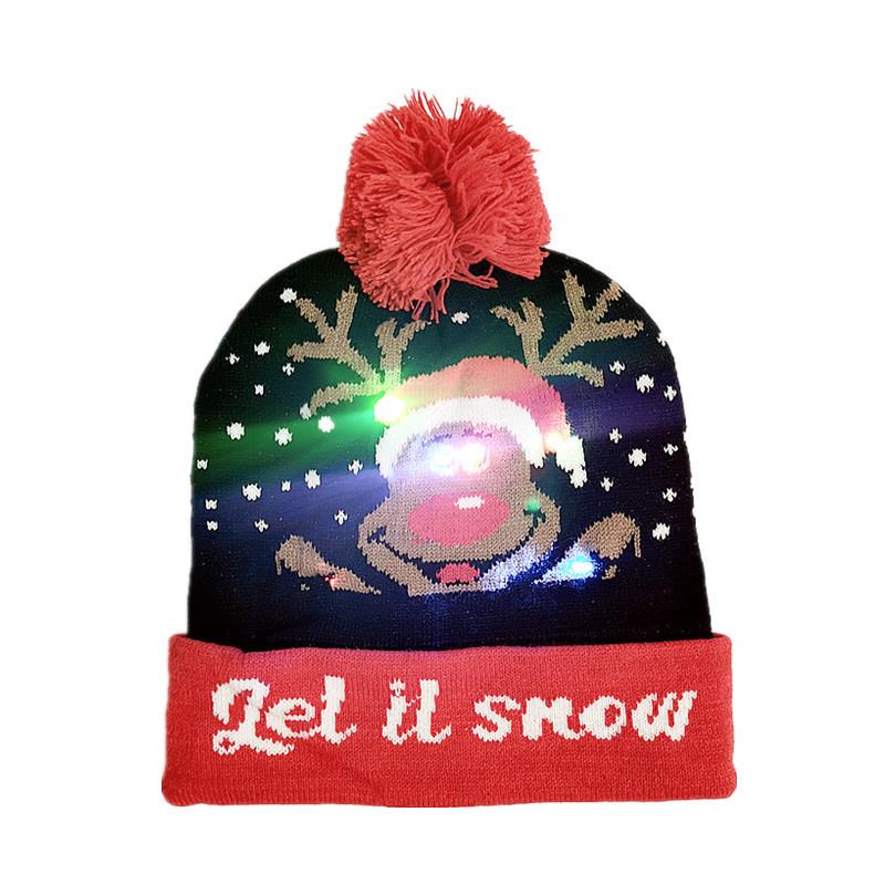 Christmas LED Light Knitted Pom-Pom Hat for Adults - Warm Fashion for Autumn/Winter