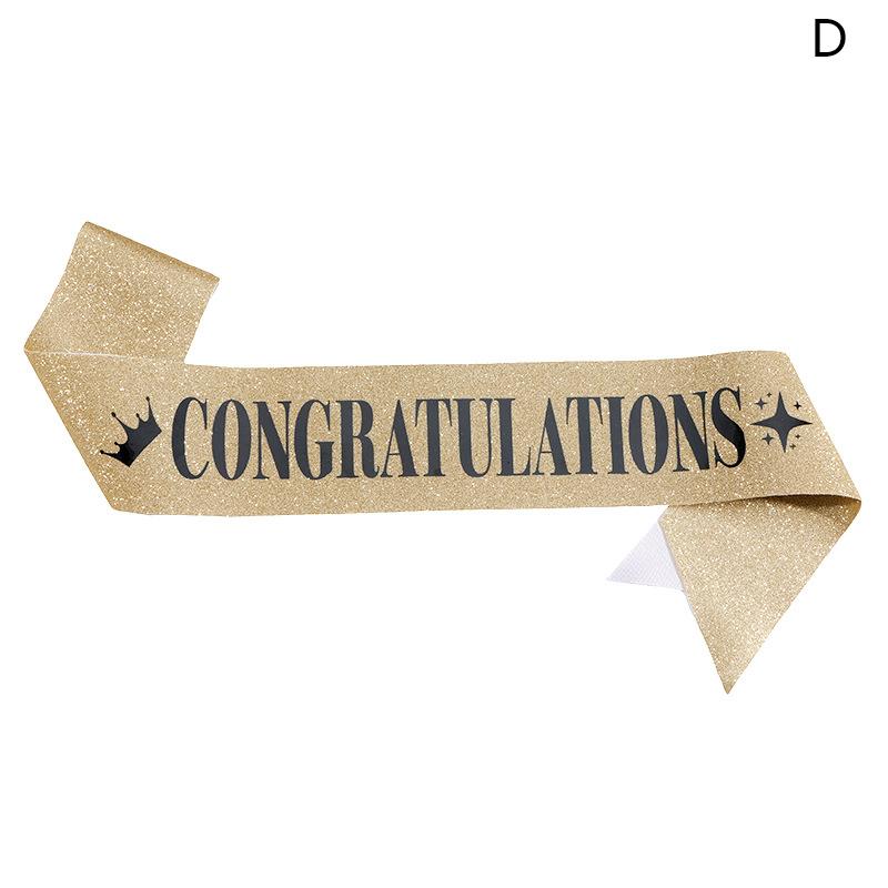 Поздравительная лента для выпускного класса 2025 года, принадлежности для украшения вечеринки, сувенир, блестящая атласная лента, поздравляем выпускника, церемония D