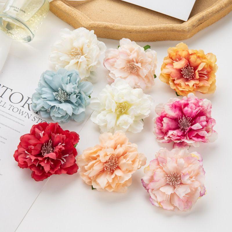 50/80pcs Artificial Silk Peony Flower Diy gift hairpin Home Party Wedding bridal bouquet wreath Decoration Outdoor Garden arch