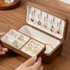 B97A-Jewelry Box Double-Layer Wooden Case Earring Necklace Bracelet Storage Organizer Wedding Gift In Walnut Wood