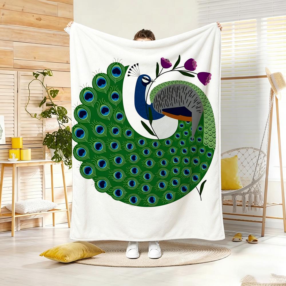 Artistic Pattern P-Peacock Throw Soft Warm Throw Blanket for Bedroom Living Room Bed Travel Camping Picnic Gift