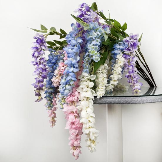 Hanging Artificial Violet UV Resistant Fake Flower Indoor Outdoor Garden Porch Patio Wall Hanging Faux Flower Decoration