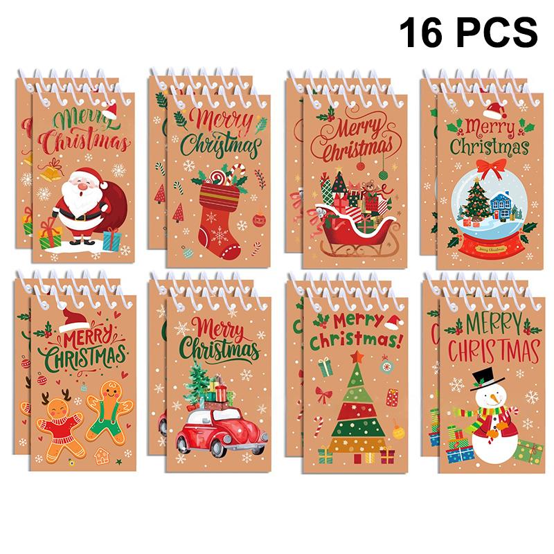 Zestaw 4/8/16 szt. Świąteczny Spiralny Notes Kieszonkowy Przenośny Mini Notes Notes Spiralny Dzienniki Szkolne Upominki na Imprezę Świąteczną