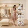 VEVOR 7 Tiers Rotating Shoe Rack Tower with Wheels, Movable 360 Degrees Spinning Carousel Display, Lazy Susan Organizer Closet Shelf for Living Room