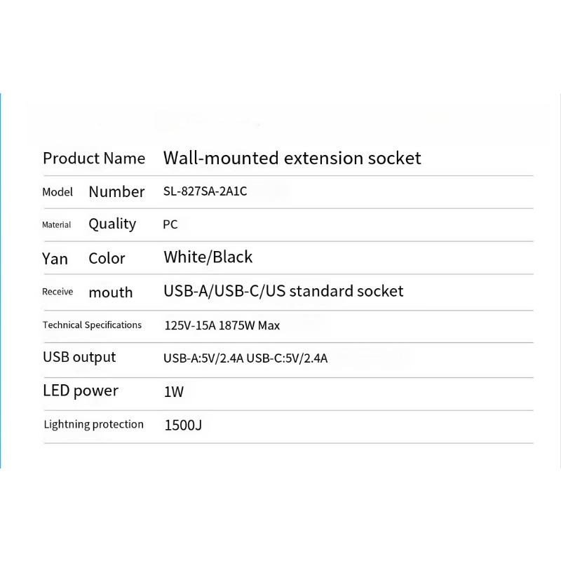 1PC new surge socket US standard USB power strip light sensing night light 6 hole expander 2.4A household US standard wall plug socket