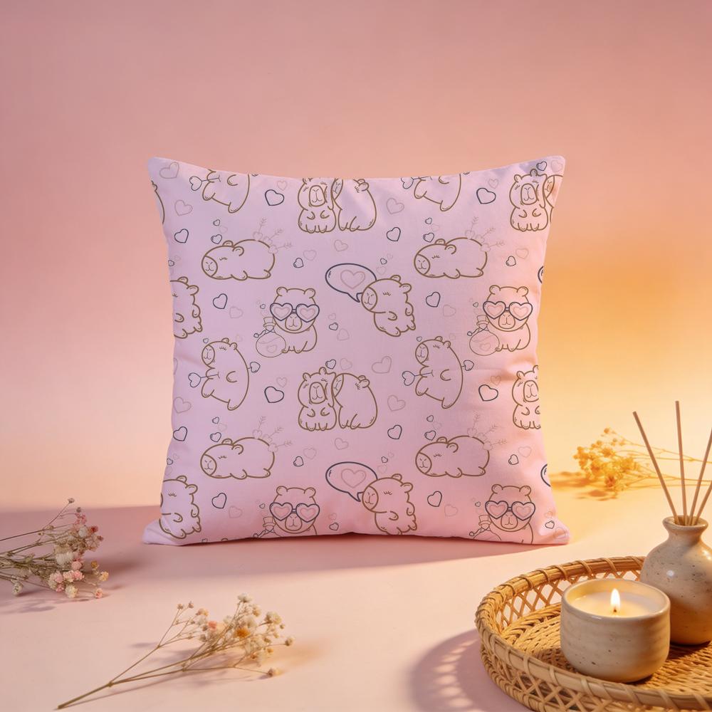 Cute Chill Capybara Art Cushion Cover Comfortable Durable Pillow Cover MultiScene for Home Office Car Sofa