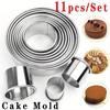 11 pezzi/set Tagliabiscotti rotondi in acciaio inox DIY Pasticceria Cerchi anello per cottura