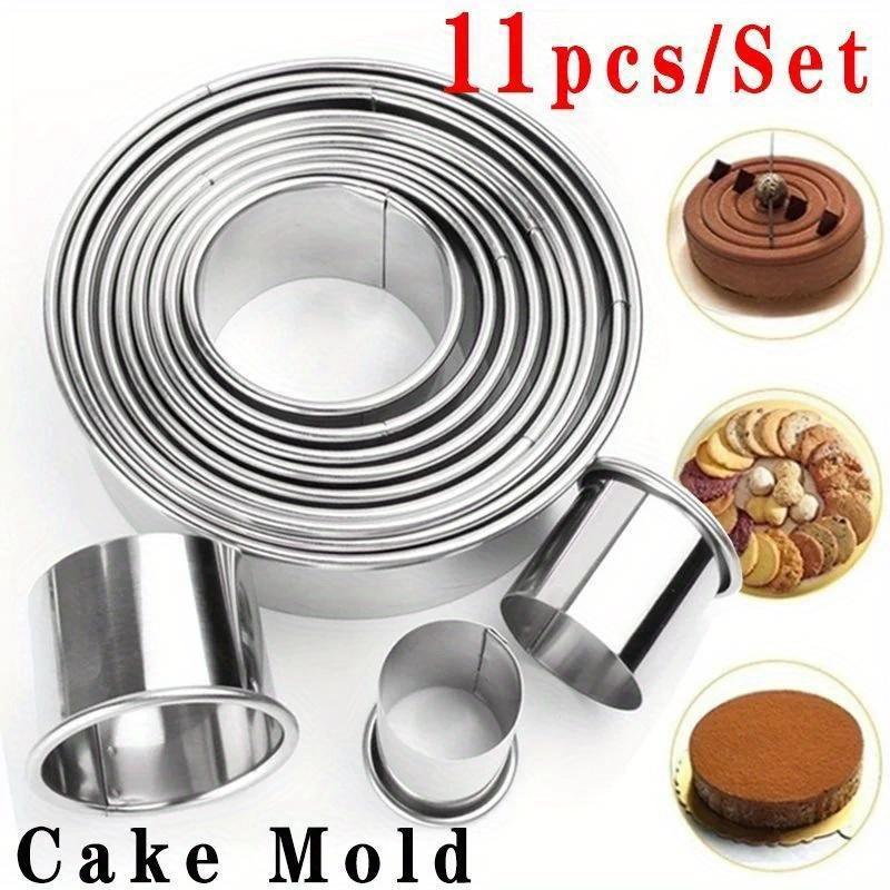 11 pezzi/set Tagliabiscotti rotondi in acciaio inox DIY Pasticceria Cerchi anello per cottura