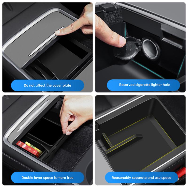 Central Control Storage Box Portable Universal Double-layer Space Flocking Lining Car Interior Armrest Box Storage Inner Box