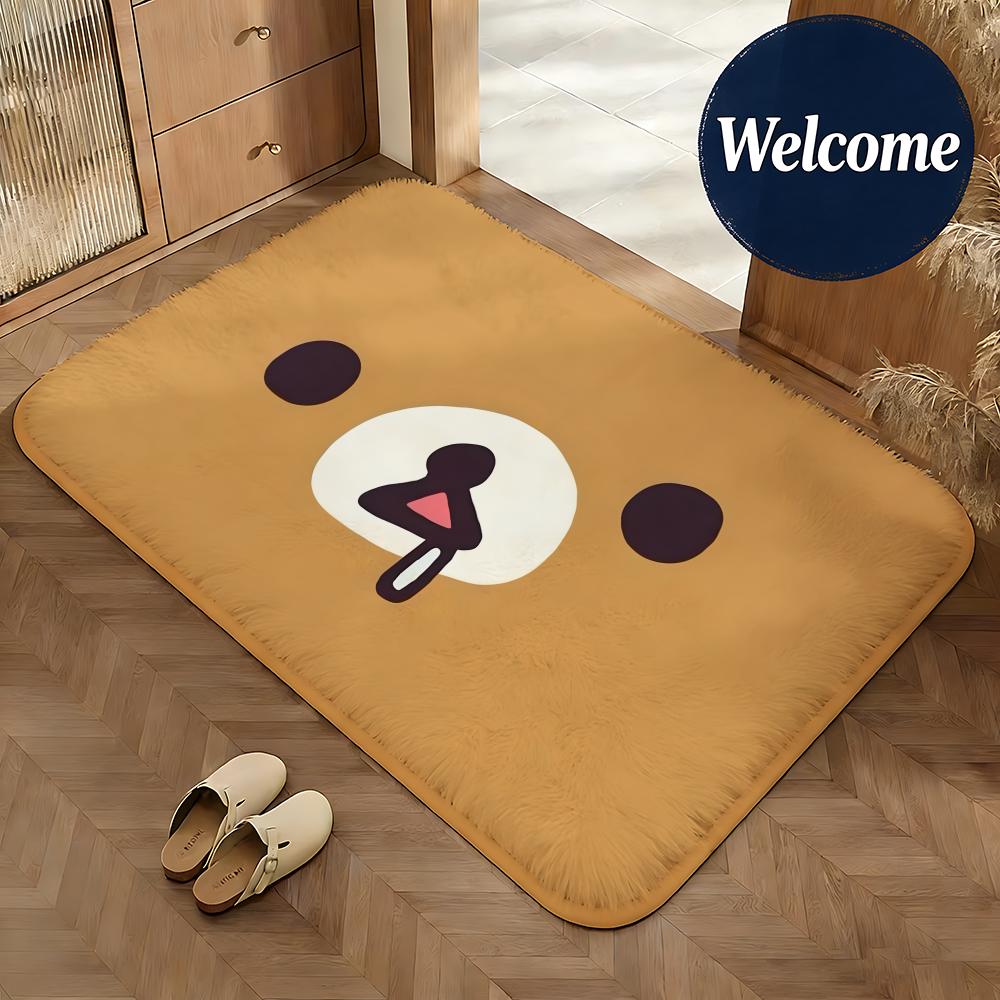 Soft Flannel Floor Mat Character Rilakkuma Floor Mat Non-Slip Absorbent Doormat Bathroom Bedroom Home Decor Rug