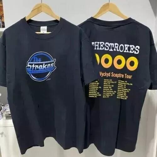 The Strokes Band Shirt, The Strokes Tour 2002 Black Unisex Tshirt Reprint Unisex T-Shirt L