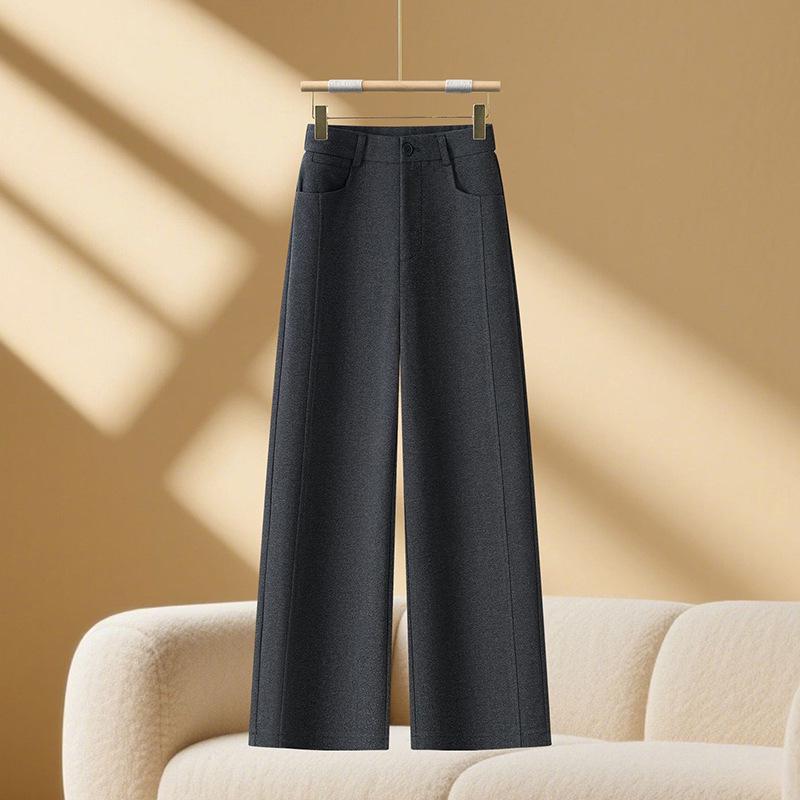 

Women s Wool Wide-Leg Pants: High-Waisted, Loose Fit, Thick and Warm, Straight-Leg Style for Autumn/Winter 2025. 27 темно-серого