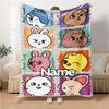 Custom Name Colorful Animal Friends Party Blanket For Couch Bed Plush Cozy Fuzzy Blanket Super Soft Warm Blankets For Fall And Winter 091642
