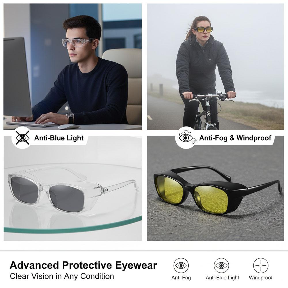 Bai Fen Bai Electronic 3C Men's Windproof And Dustproof Goggles, Anti Pollen Glasses, Sunglasses, Pollen Glasses, Round Frame All Inclusive Glasses, Sunglasses