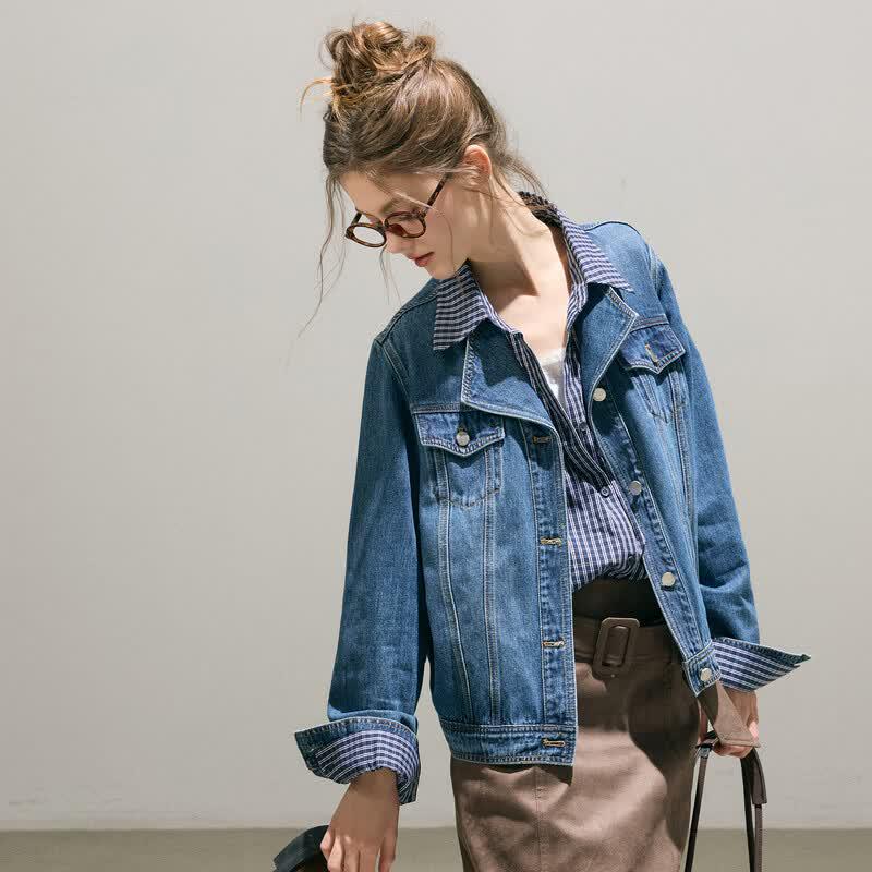 Sancai 2026 Autumn Washed Loose Denim Jacket