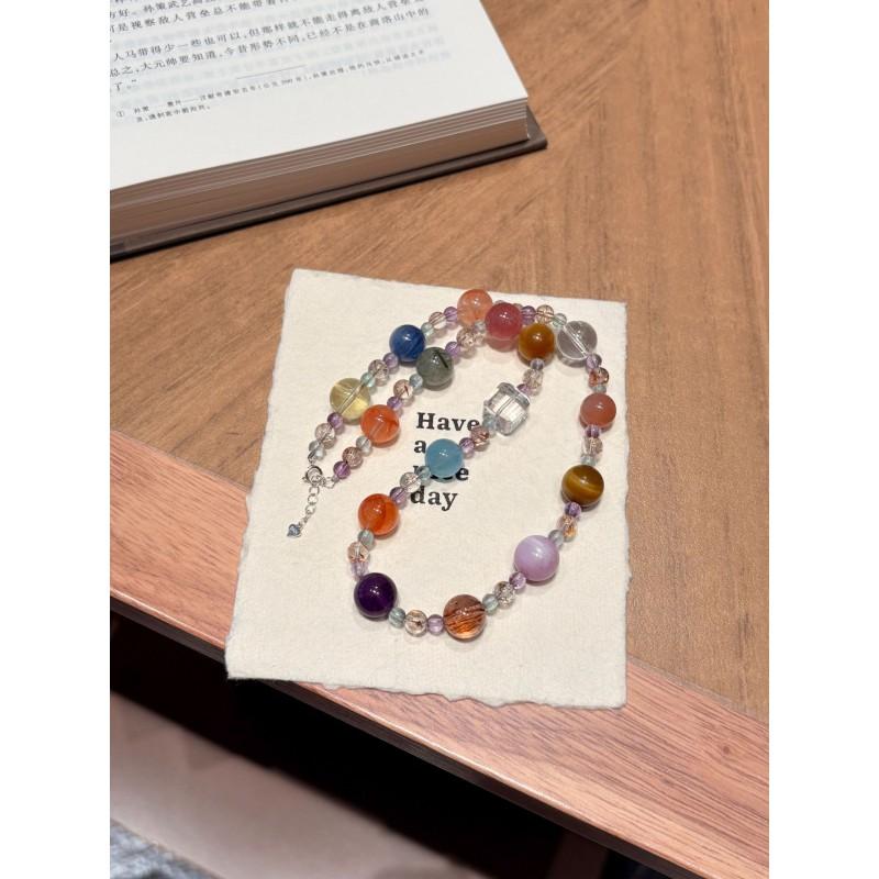 Handmade Natural Amethyst Beaded Bracelet Women Boho Style Colorful Multi-Stone Chain Jewelry 2026