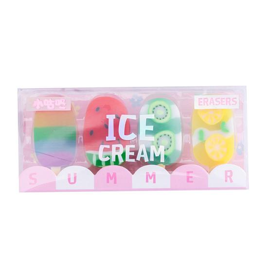 4ks/sada Stylový Realistický Vypadající Dobrá Flexibilita Rozmanité Zmrzlina Kreslená tužka Guma na psací potřeby