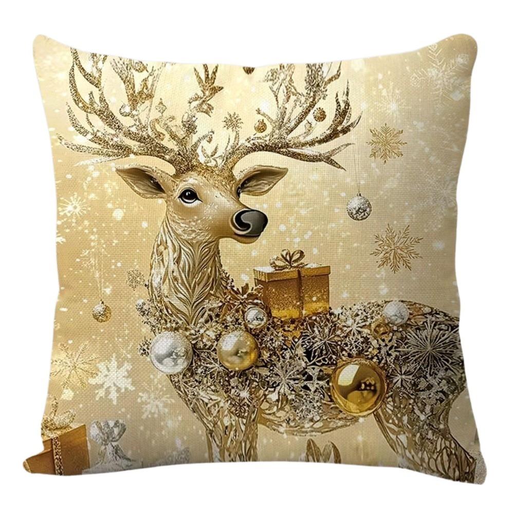 1PC Santa Claus Elk Christmas Pillow Cover Flax Xmas Tree Pillowcase Cushion Slipcover  Sofa Decor