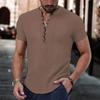 New Men's Short Sleeve Tshirt Button Cotton Linen Shirt Men's Casual Clothes Popular Tops for Men