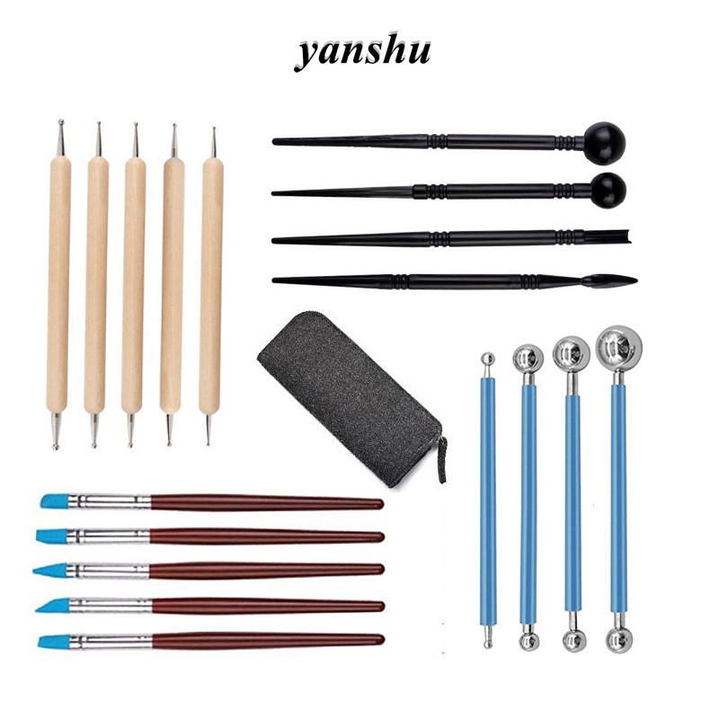 

Набор из 19 гончарных инструментов: Ручки для тиснения, силиконовые ручки и круглые палочки 19-piece set как