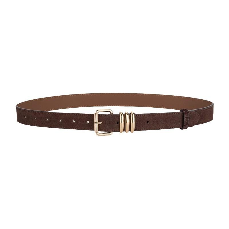 Fashionable Belt for Women Genuine Leather High-end Commuting Versatile Skirt Pants Matte Belt for Women New Style