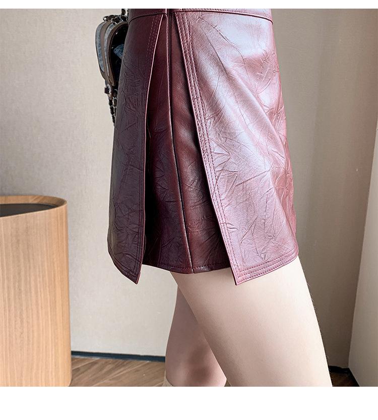 A-line High-Waisted PU Leather Skirt - Short, Sexy & Versatile for Women, 2025 Autumn/Winter Fashion