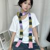 Luochi Knitwear Autumn/Winter Mohair Color Block Stripe Scarf - Unisex Y2K Sweet and Spicy Girl Style