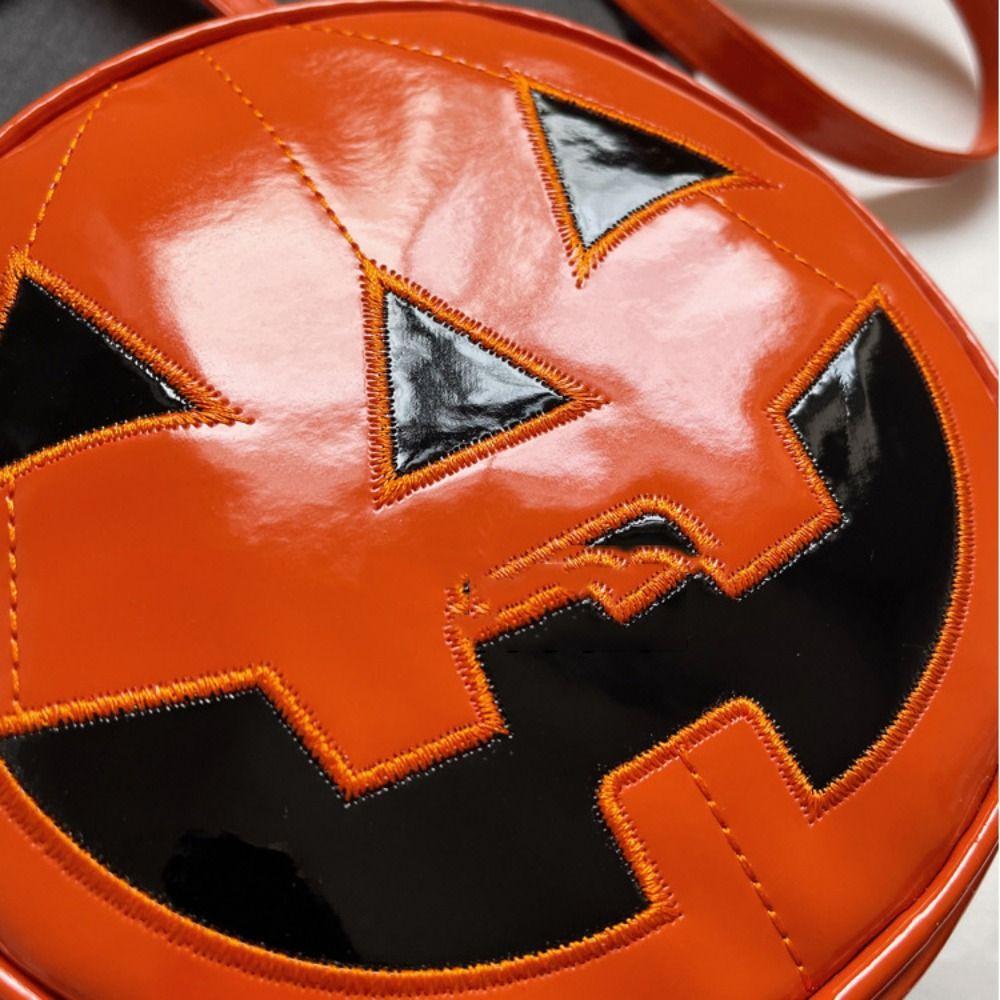 Purse Round Halloween Pumpkin Crossbody Bag Adjustable Strap Pumpkin Devil Shoulder Bag Men/Women