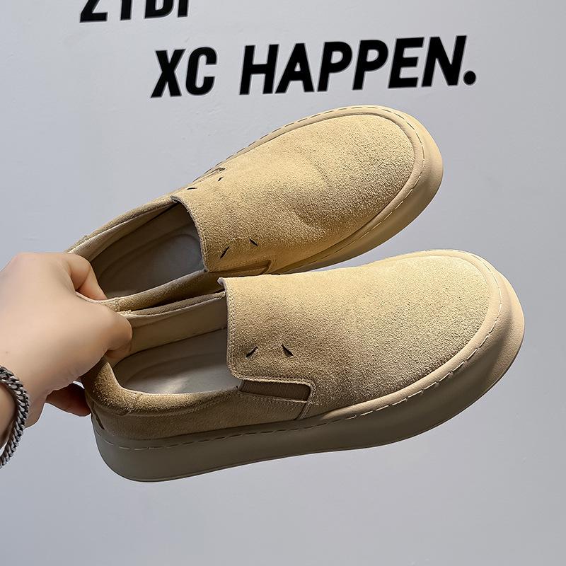 

Men s Retro Suede Loafers: Thick Sole, Slip-On, British Style Size 38